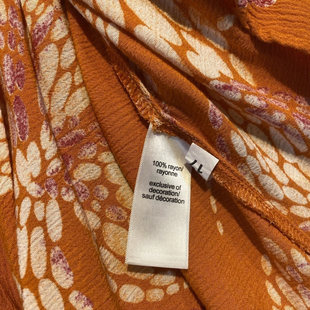 Maurices Top‎ Womens Sz S Orange Flowy Boho Hippie Cottage Beach Resort Cruise - Picture 10 of 11